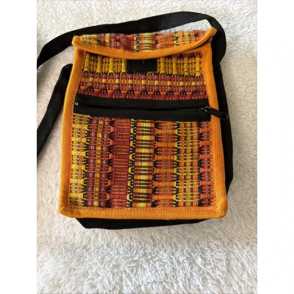 Colorful Woven Crossbody Bag Boho Festival Travel Purse Multi Pocket Bohemian